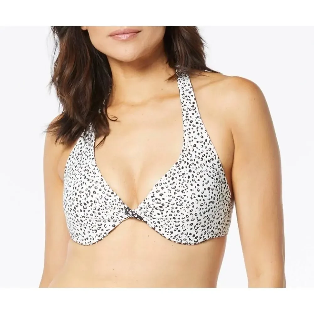 Coco Reef Island Cheetah Verso Twist Reversible UW Bikini Top 32/34D NWT
